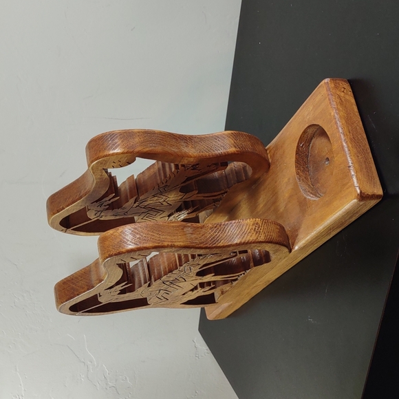 Vintage Handcrafted Wood "End of the Trail" Napkin/Letter Holder - Picture 3 of 7